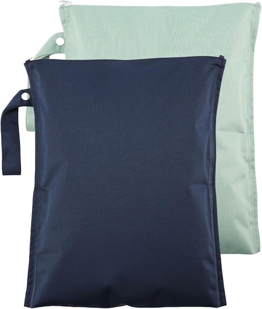Waterproof Wet Dry Bag 2 Pack for Travel, Baby Cloth Diapers, Swimsuit, Pump Parts, Pool, Gym Clothes, Toiletry, Strap to Stroller, Daycare,Food Storage and Wet Clothes 2UP02