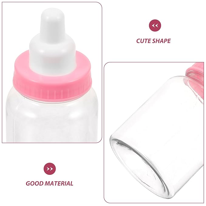 FOMIYES 12Pcs Pink Small Baby Bottle Candy Boxes for Baby Shower Favors, Table Decor, and Party Games - Feeder Style Design, 3.34X1.57X1.57 Inches