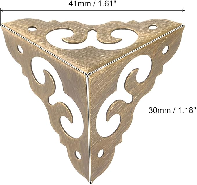 uxcell 4 Pcs Brass Edge Guard, 30mm Decorative Box Corner Cover, Corner Protector, Vintage Stair Dust Corners with Screws, Bronze