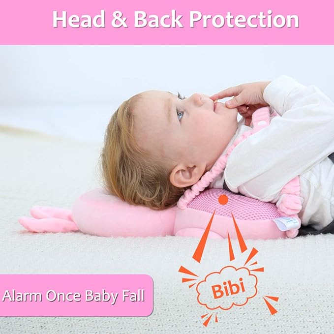 Baby Head Protector & Baby Knee Pads for Crawling, Toddlers Head Safety Pad Adjustable Backpack, Baby Back Protection for Walking & Crawling, Cute Bunny