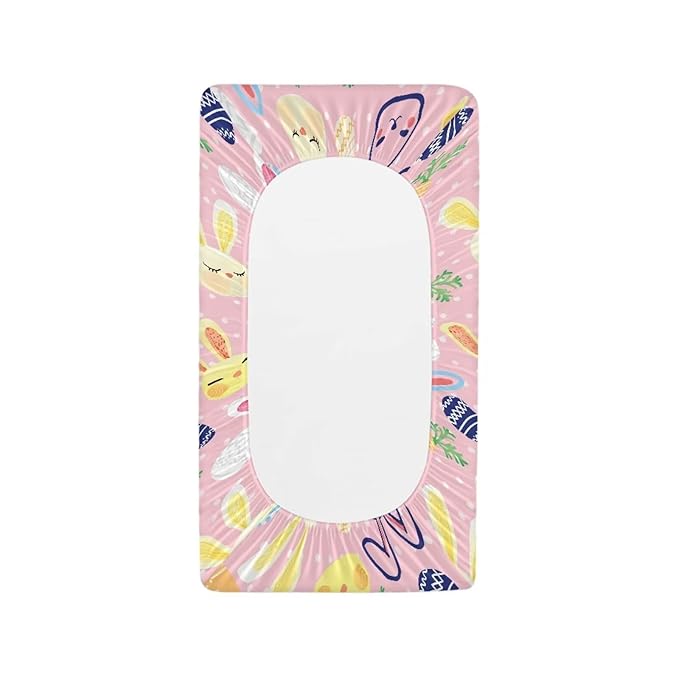 Rabbit Diaper Changing Pad Cover Easter Decor Pink 32''*16'' Baby Changing Pad Cover Breathbale Soft Changing Pad -Cover Home Decoration