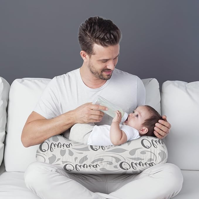 Customizable Flowers Baby Nursing Pillow Cover - Add Your Baby's Name, Ultra-Soft Stretch Fabric, Fits Standard Nursing Pillows, Ideal for Baby Showers Style 19