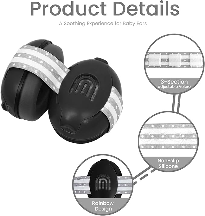 Adjustable Baby & Toddler Noise Cancelling Headphones - Ear Muffs for Kids 1-3 for Airplane Travel