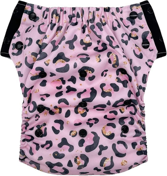 EcoAble Reusable Potty Training Diaper with Insert, Daytime Pull-on Cloth Training Pants for Toddlers and Big Kids (Size 3, Leopard)