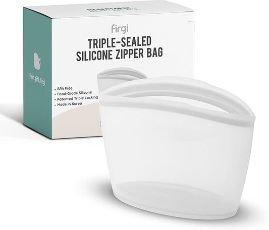 Reusable Silicone Sandwich Bag, 3.5 Cups, Food Storage Container, Made in Korea BPA-Free Platinum Silicone, Reusable Freezer Bag, Microwave Safe, Sous Vide, Lunch Baggies, 29oz, White | Reusable Zip Bag