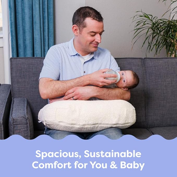 Boppy Nursing Pillow - Ergonomic Bottle & Breastfeeding Pillow with High, Firm, Large Area, Water-Repellent Cushion with Washable Cover; Baby Safety Alliance Verified - Oatmeal Boucle