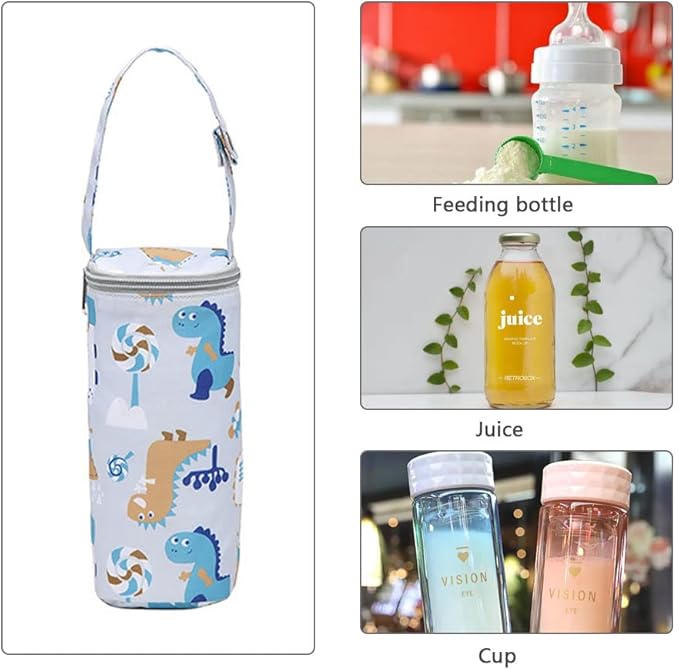 Thermal Insulated Bottle Bag for Newborn Toddler Baby Bottle Insulation Bag Hangable Cartoon Breastmilk Storage Tote Portable Milk Bottle Holder for Travel Outdoor