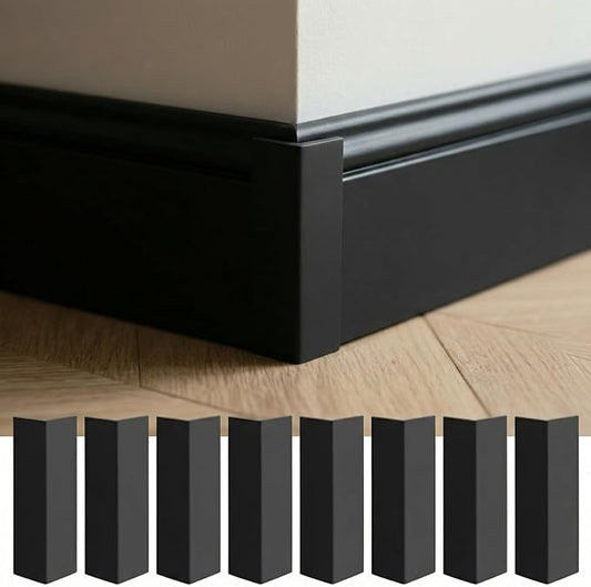Pangda Baseboard Corners Blocks Self Adhesive Rubber Safety Corner Protectors Proofing Edge Guard Corner Cushion for Wall Furniture Edge(Black,8 Pcs)