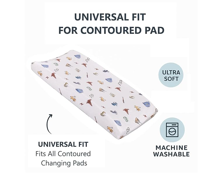 Warner Brothers Harry Potter Welcome Little Wizard Navy, Burgundy, Blue, and White Super Soft Contoured Changing Pad Cover