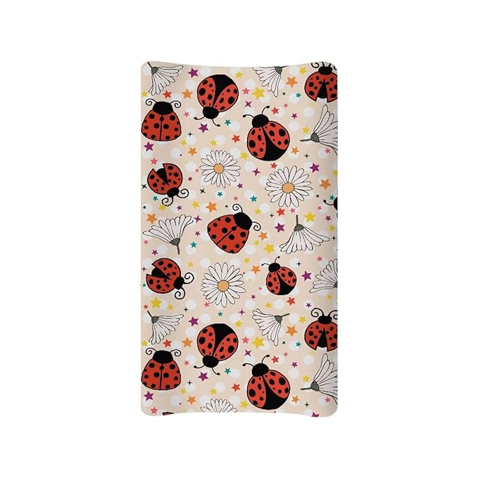 Ladybug Baby Changing Pad Cover Washable Soft Diaper Change Table Pad Covers with Elastic Edge Breathable Changing Pads Liners for All Season Nursery Decor