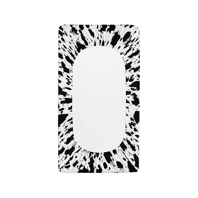 Black Cow Print Changing Pad Cover for Baby Washable Diaper Change Table Pad Covers Waterproof Changing Pads Liners 16 * 32 Inch Nursery Decor