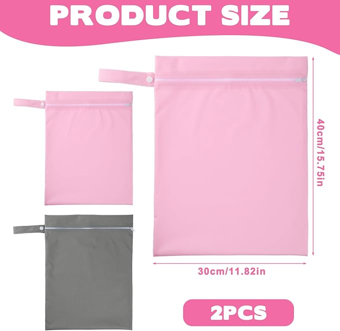 cobee 2Pcs Wet Bags for Baby, Wet Dry Bags, Waterproof Laundry Bag Cloth Baby Carrier, Washable Travel Bag for Swimsuits or Wets Clothes