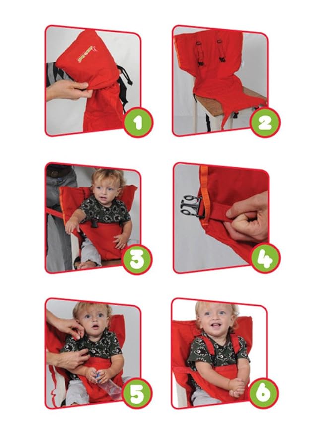 Monvecle Baby Portable Travel Chair Booster Safety Seat Cover Infant Harness Washable Sack Red
