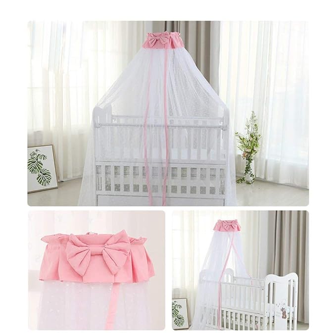 Breathable Crib Netting Bed Curtains Canopy for Kids Mosquito Net Bedroom Decor (Pink, Mosquito net)