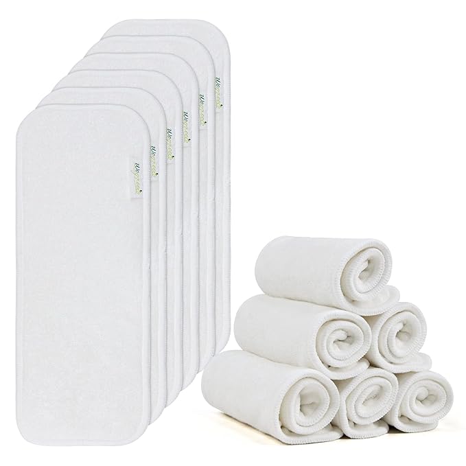 wegreeco Reusable Soft 4 Layers 12 Pack Inserts for Baby Cloth Diaper,High Absorbing Washable Liners