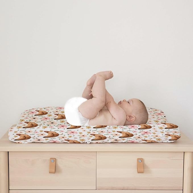 Vintage Hens Chicken Boho Floral Changing Pad Cover Farm Animals Change Table Pad Cover for Baby Boys Girls Soft Breathable Stretchy Snug Fitted Baby Diaper Changing Mat Sheets Cover 32''x16''