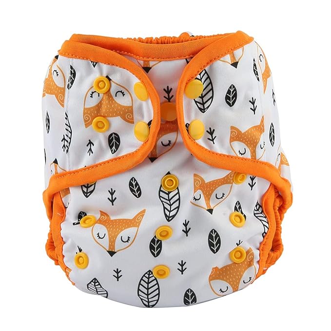 One Size Cloth Diaper Cover Snap With Double Gusset (Fox Head)