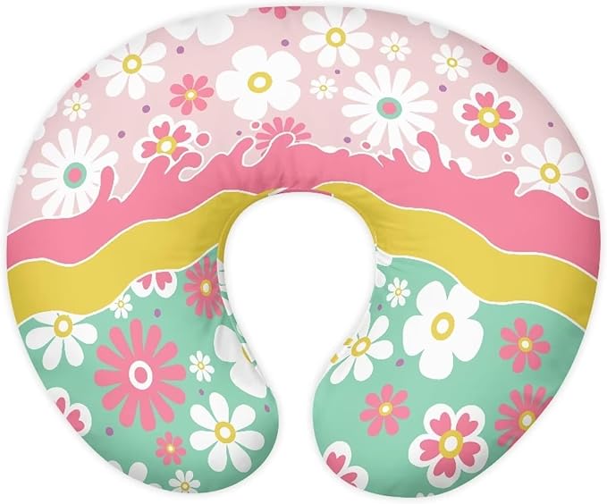 Floral Patchwork Color Nursing Pillow Cover Nursing Pillow Case for U-Shaped Feeding Pillow Soft Breastfeeding Pillow Slipcover Hidden Zipper Design Skin-Friendly