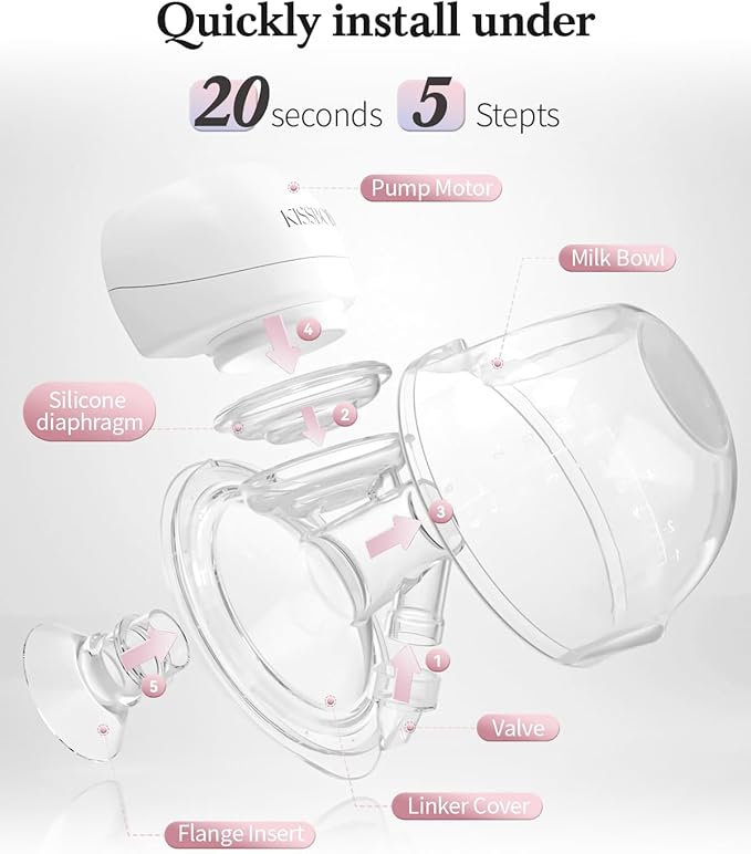 Smart Double Sides Wearable Breast Pump, Electric Bilateral Breast Pump, 3 Modes 9 Levels with Storage Bag, Low Noise Painless Rechargeable Wireless Electrical (White 2PCS)