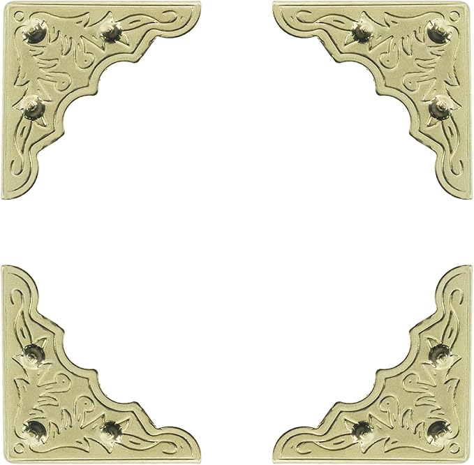 T Tulead Golden Corner Protectors 1.26-Inch Corner Bracket Box Corner Guard Protector Furniture Decorative Corner Guard Pack of 24 with Mounting Screws