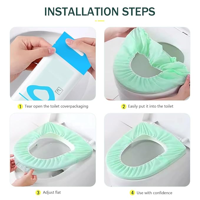 20 Pack Disposable Toilet Seat Cover Waterproof Non-Woven Fabric, Disposable Toilet Seat Covers for Travel, Disposable Seat Covers for Outing Hotel Hospital Public Toilet (Double Layer Green)