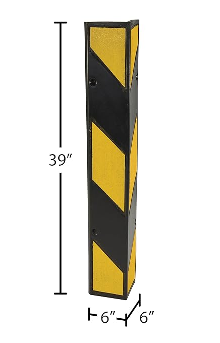 Vestil MRCG-39 Molded Rubber Corner Protector 6 In. x 6 In. x 39 In. Black/Yellow