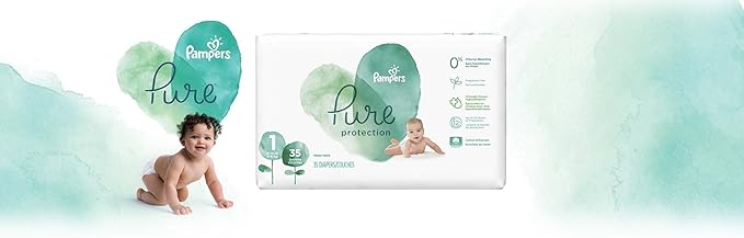 Diapers Newborn/Size 1 (8-14 lb), 35 Count - Pampers Pure Protection Disposable Baby Diapers, Hypoallergenic and Unscented Protection, Mega Pack (Old Version)