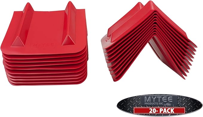 Mytee Products (20 Pack) V Edge Protectors Flatbed, 8" x 12", Red | Vee Shaped Plastics Corner Protectors for Cargo Loads | Tie Down Strap Guard for Winch, Ratchet Straps on Flatbed Truck Trailers