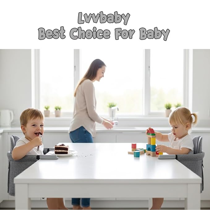 Lvvbaby Portable Baby High Chair-Foldable Convertible Table for Travel & Home,Clamp-On High Chair Space-Saving Design with 2-Position Anti-Slip Clamp,3-Point Safety Harness Lightweight 4.3lbs