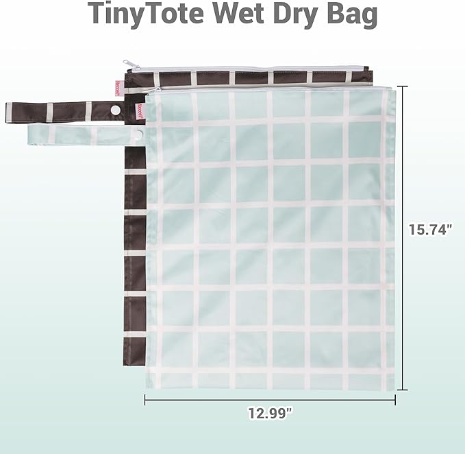 HECCEI Wet Dry Bag, 2-Pack Reusable Waterproof Wet Bags for Swimsuits & Baby Clothes, Leakproof Cloth Diaper Wet Bags for Travel & Diaper Changes (Garden Friend)