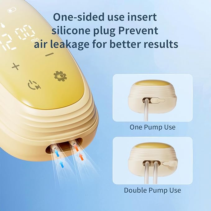 Springhope No.3398 Electric Double Breast Pump Strong Suction, 4 Modes& 12 Levels, Effective Breastfeeding Pump 28/24/21/19mm Flange, Hands-Free Wearable Milk Bowl 2 Pump