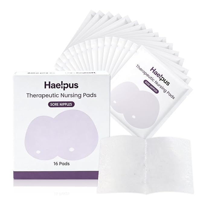 Hydrogel Nipple Pads for Sore & Cracked Nipples, Pain Relief in Minutes, Scab-Free Healing in Days, Natural Lanolin-Free Hydrogel Soothing Pads for Breastfeeding, Breastfeeding Essentials, 16 Count