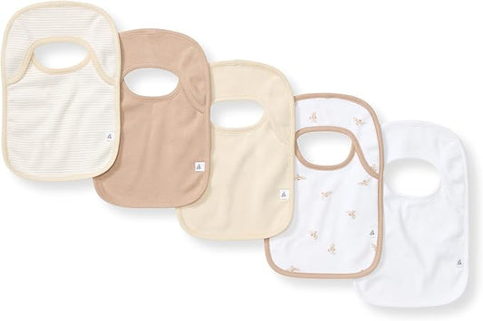Burt’s Bees Baby Unisex Baby Bibs, Lap-Shoulder Drool Cloths, 100% Organic Cotton with Absorbent Terry Towel Backing Bibs