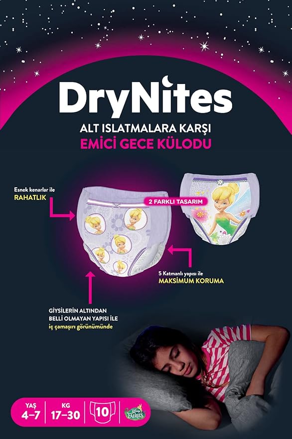 Huggies DryNites Bed wetting Pyjama Pants for Girls, Age 4-7, (10 Pants)
