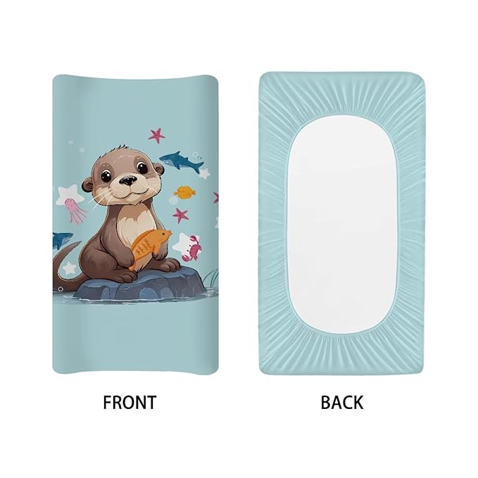 ZDCUSTOM Sea Otter Printing Changing Pad Cover Change Table Cover Sheets, Baby Changing Pad Covers, Changing Mat Cover Infant Newborn Changing Table Sheet