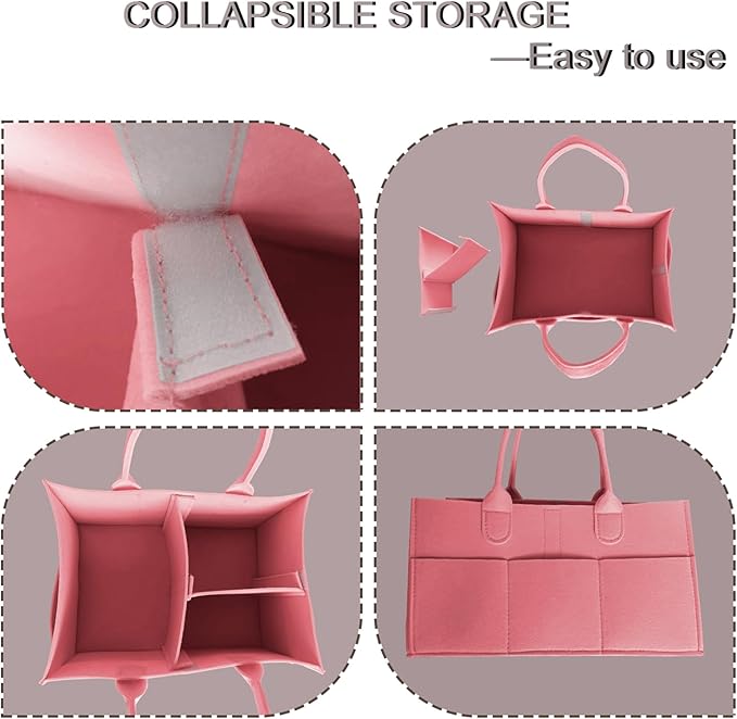 Baby Diaper Caddy is a versatile baby basket designed for nursery storage, car organization, and as a thoughtful gift for baby showers. Perfect for storing diapers and baby wipes. (Pink)