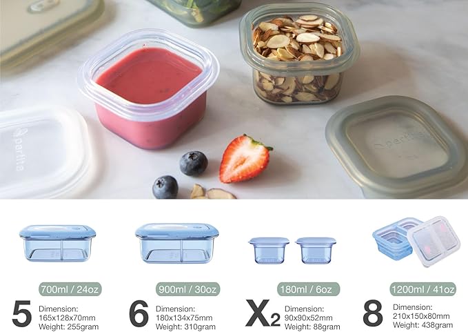 Minimal Reusable Silicone Food Storage Containers