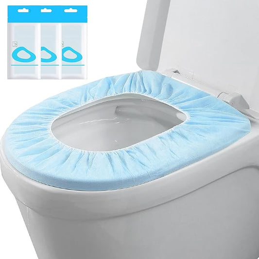 20 Pack Disposable Toilet Seat Cover Waterproof Non-Woven Fabric, Disposable Toilet Seat Covers for Travel, Disposable Seat Covers for Outing Hotel Hospital Public Toilet (Double Layer Blue)