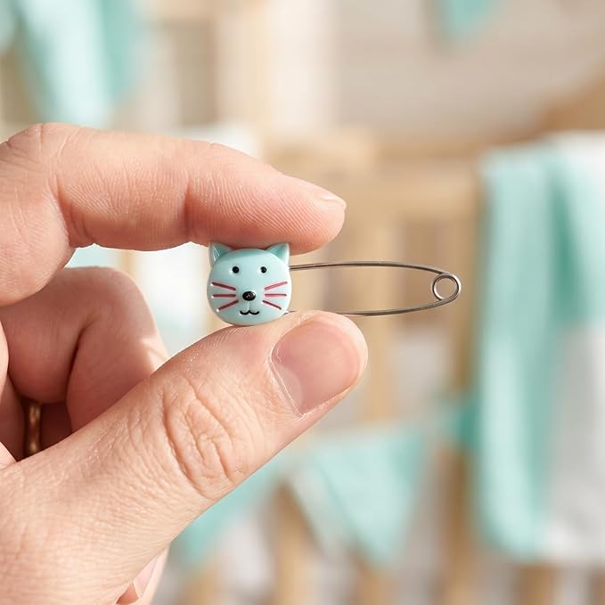 PATKAW Cartoon Baby Safety Diaper Pins with Locking Clasp Cute Brooch Pin for Cloth Diapers and Baby Clothes Fastening Small U-Shaped 2-Inch Pins 10-Pack