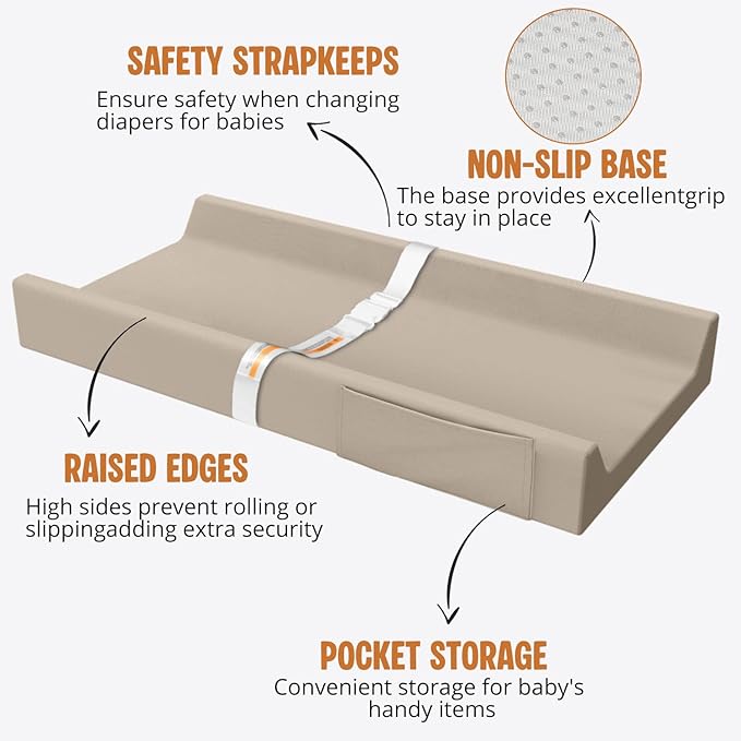 Vegan Leather Baby Changing Pad, Waterproof & Wipeable Soft Diaper Changing Mat 32“ x 16.6" Comfortable Infant Changing Station for Dresser & Table