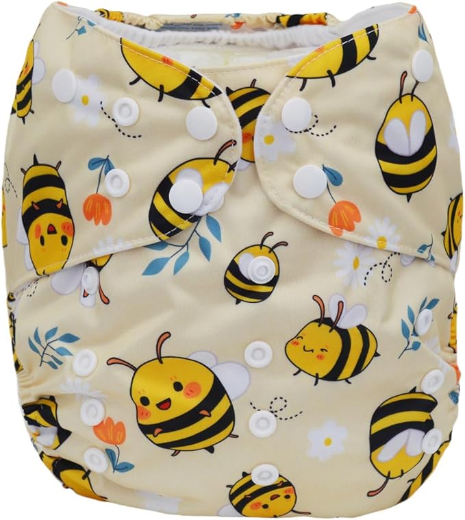 2 to 7 Years Old Cloth Diaper Nappy Pocket Reusable Washable Junior Big Baby Kids Toddler (Baby Bees)