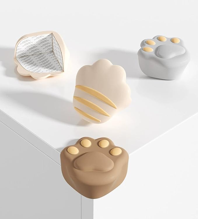 8Pcs Cat Paw Corner Protector Baby - Desk Soft Corner Protectors Guards for Kids Safety - Cute Baby Table Corner Protector Cartoon for Various Furniture Styles (White-A)