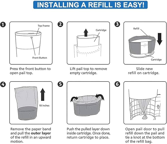Adult Diaper Liner Refills, Compatible with Janibell Akord 280 Slim Model Pail, Odor-Seal Technology, Adult Diaper System, A Single Liner Pack Will Last Holds Up to 550 Diapers/Briefs, 8-Pack