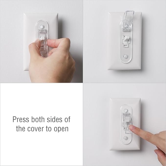 Wall Switch Guard, Childproof Light Switch Cover Guard | Toggle Style | Light Switch Protection | Lock Toggle Switch in On or Off Position | 8 Pack, Clear