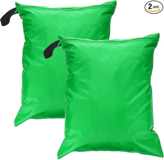 uxcell 2 Pcs Wet Dry Bags, 16" x 20" Waterproof Travel Bags with Two Zippered Pockets, Gym Bag for Beach Pool Swim Suit and Wet Clothes Green
