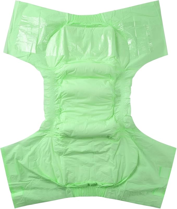 CutiePlusU Adult Diapers Heavy Absorption Dry Surface Disposable All Night-Green 2 Pieces (Large 37"-47")