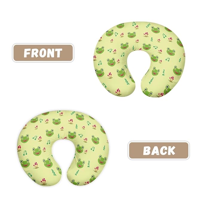 Forchrinse Cute Frog Mushroom Baby Nursing Pillow Cover Soft Polyester Nursing Breastfeeding Pillow Slipcover for Girls Boys