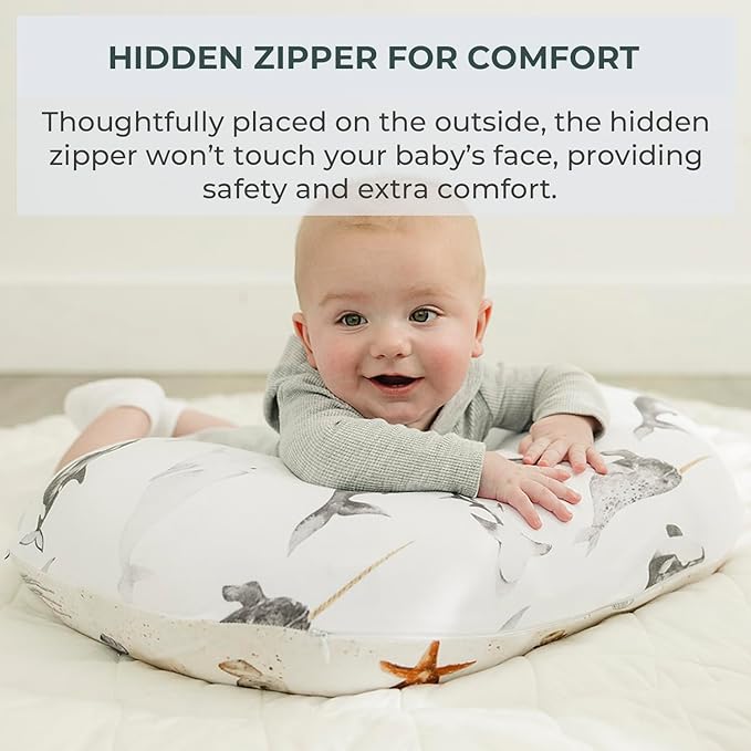 Pobibaby 1-Pack Premium Nursing Pillow Cover - Ultra Soft & Stretchy 96% Cotton, Breastfeeding Pillow Cover for Baby Boys and Girls (Seaside)