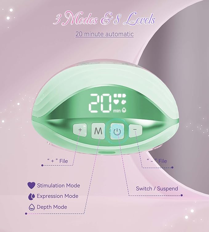 Electric Breast Pump Wearable Models GLE10, Hands Free Breast Pump, Invisible & Lightweight Design, 3 Modes & 8 Levels, Portable Electric with 19/21/24mm Options, Includes Travel Suitcase(Blue 2PCS)