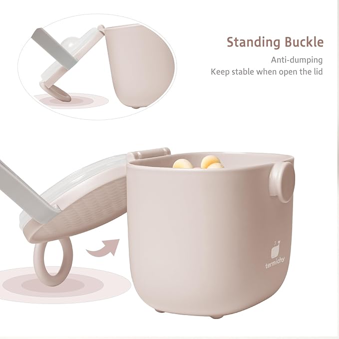 Termichy Baby Formula Dispenser, Portable Milk Powder Dispenser Container with Carry Handle and Scoop for Travel Outdoor Activities with Baby Infant, 8.8OZ, 0.55LB, 250g,500ml (Full Lightpink)